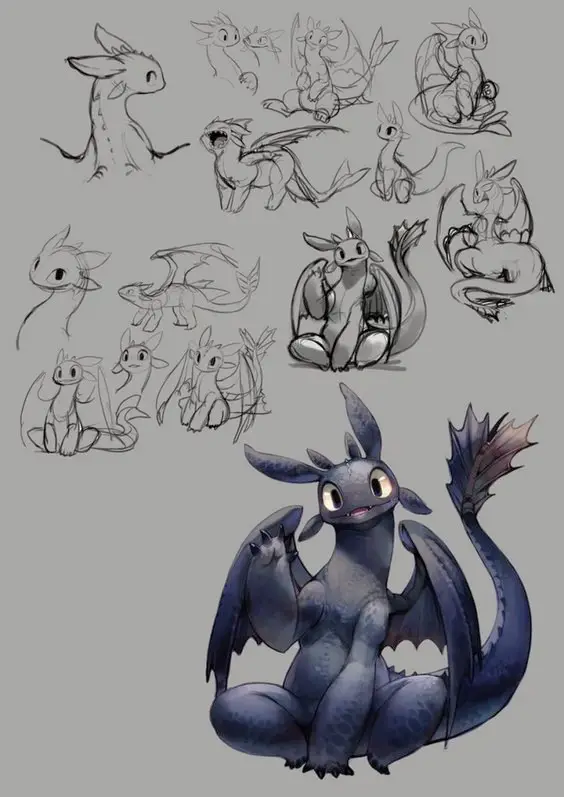 Toothless Drawing Reference 3