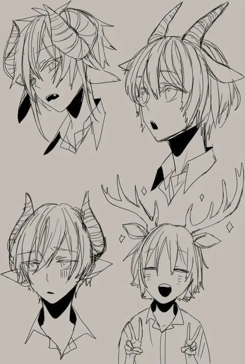 Anime Horns Drawing 1