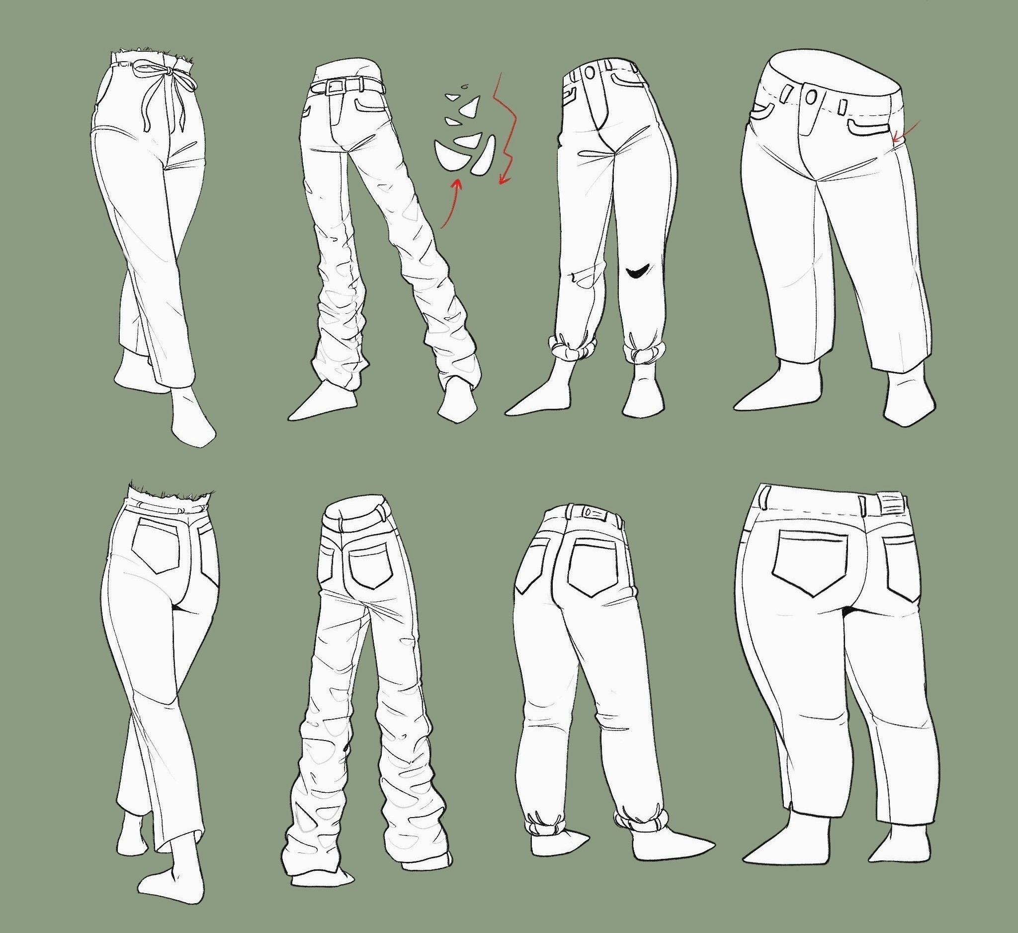 Anime Jeans Drawing Reference: Denim Artistry – Art Reference Point