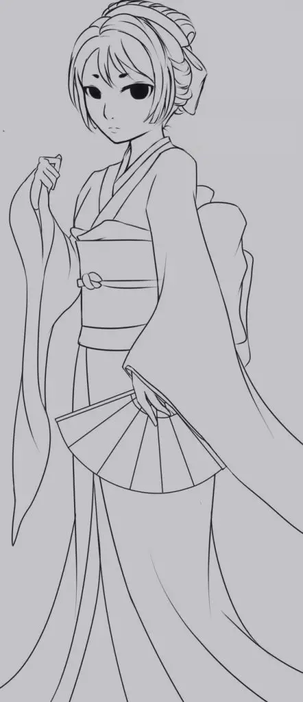 Anime Kimono Drawing 4 442x1024