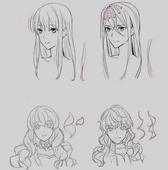 Anime Long Hair Drawing 10