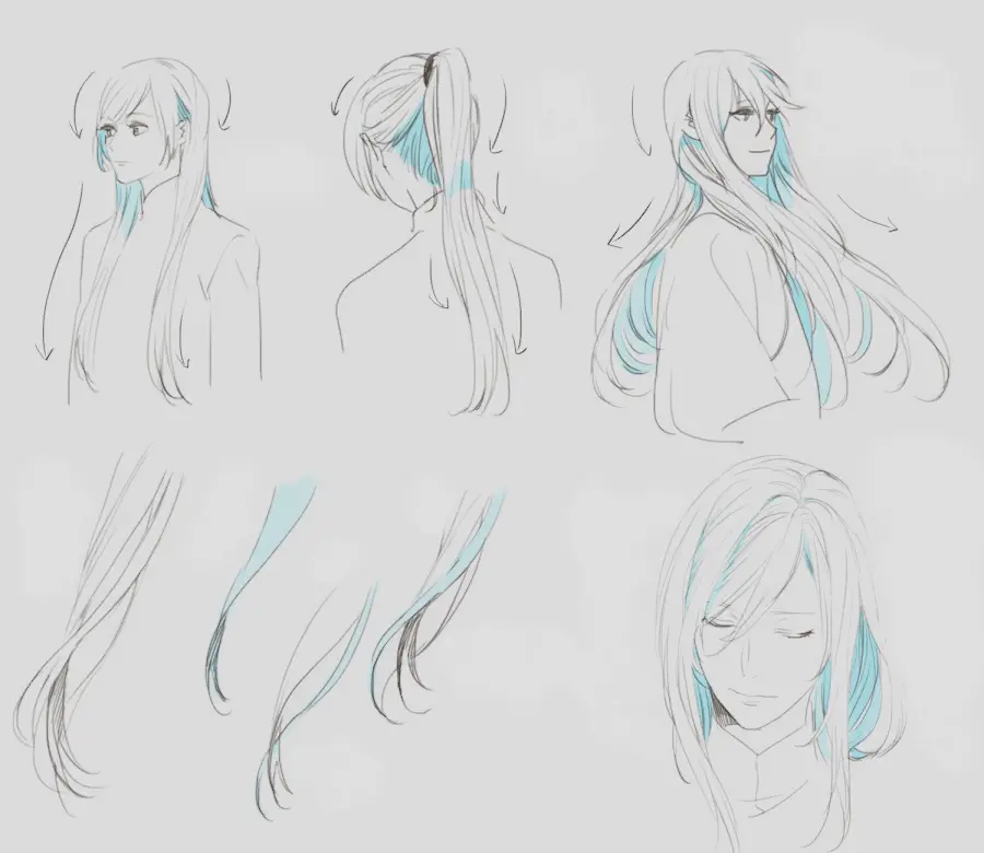 Anime Long Hair Drawing 3