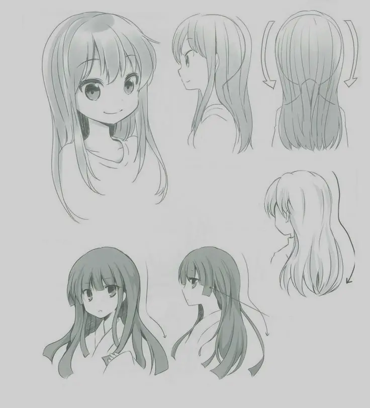Anime Long Hair Drawing 5