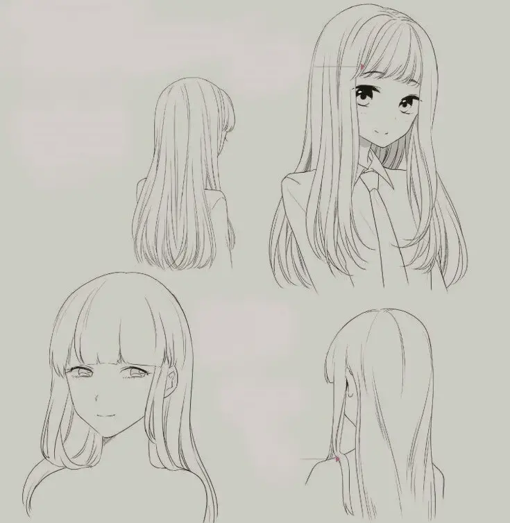 Anime Long Hair Drawing 7