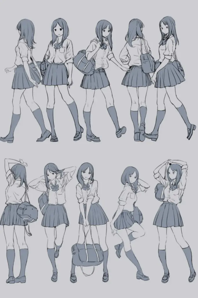 Anime Schoolgirl Drawing 1 683x1024
