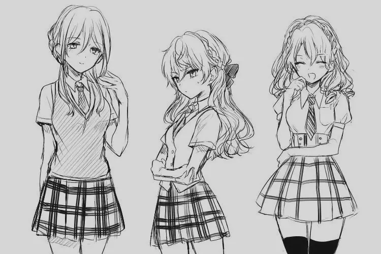 Anime Schoolgirl Drawing 10