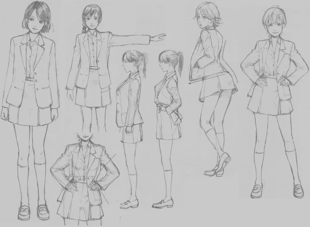 Anime Schoolgirl Drawing 11 1024x749