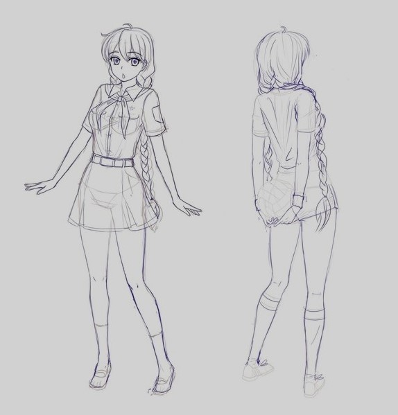 Anime Schoolgirl Drawing 12