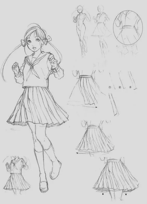 Anime Schoolgirl Drawing 14