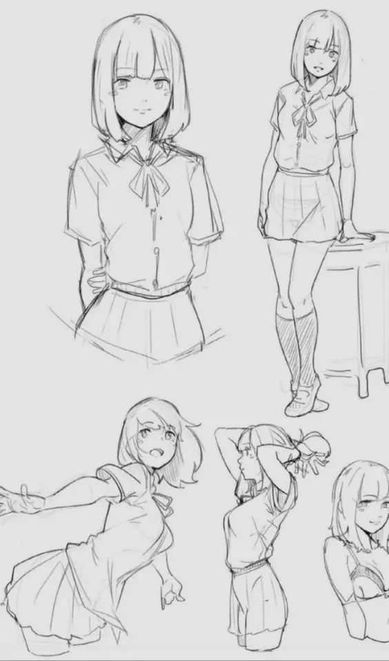Anime Schoolgirl Drawing 16
