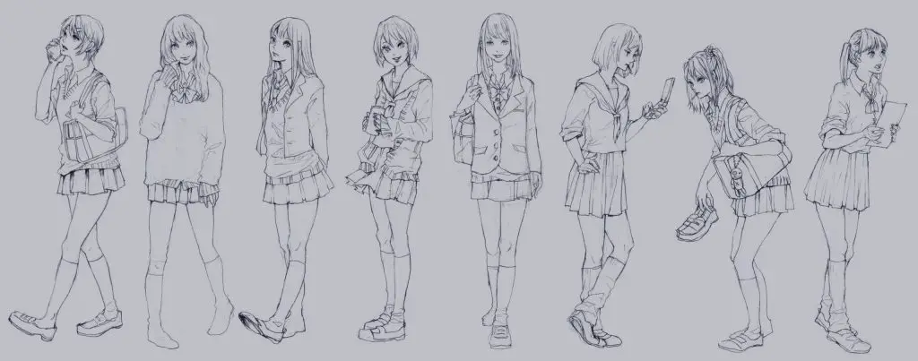 Anime Schoolgirl Drawing 2 1024x403