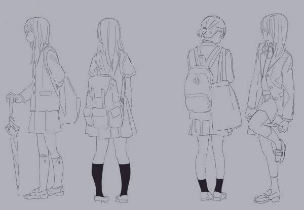 Anime Schoolgirl Drawing 6