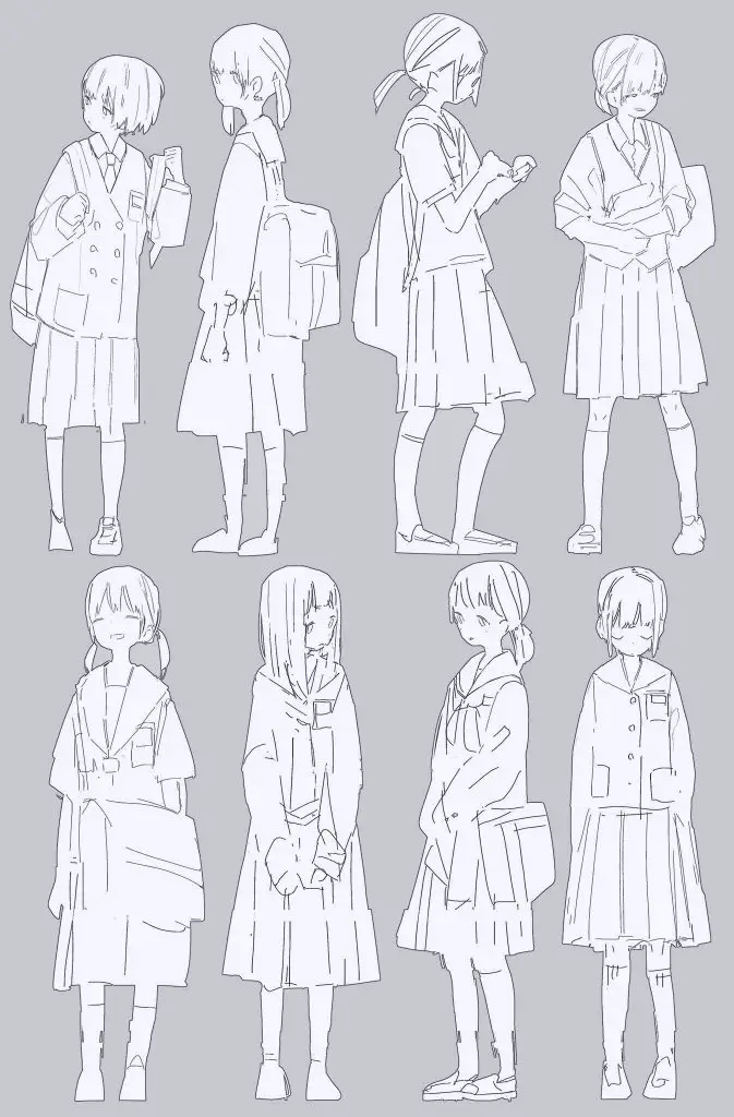 Anime Schoolgirl Drawing 7 673x1024
