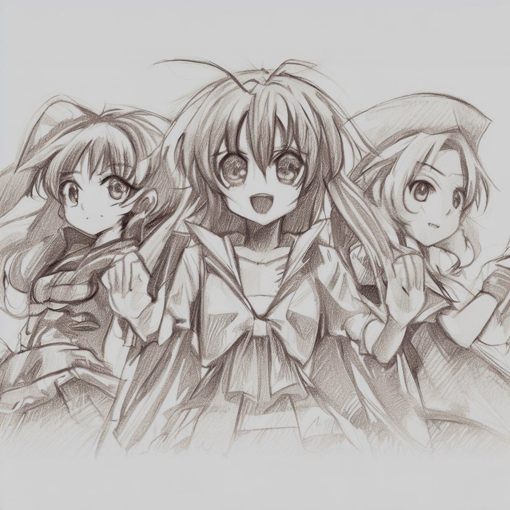 Anime Trio Pose Reference 17