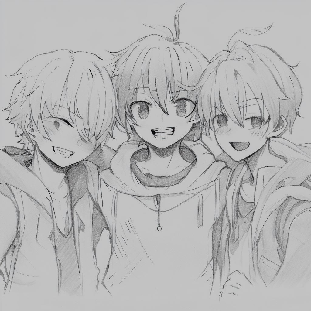 Anime Trio Pose Reference 18