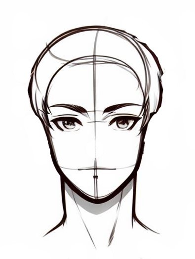 Reference image for how to draw anime head m 2