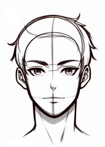 Reference image for how to draw anime head m 3