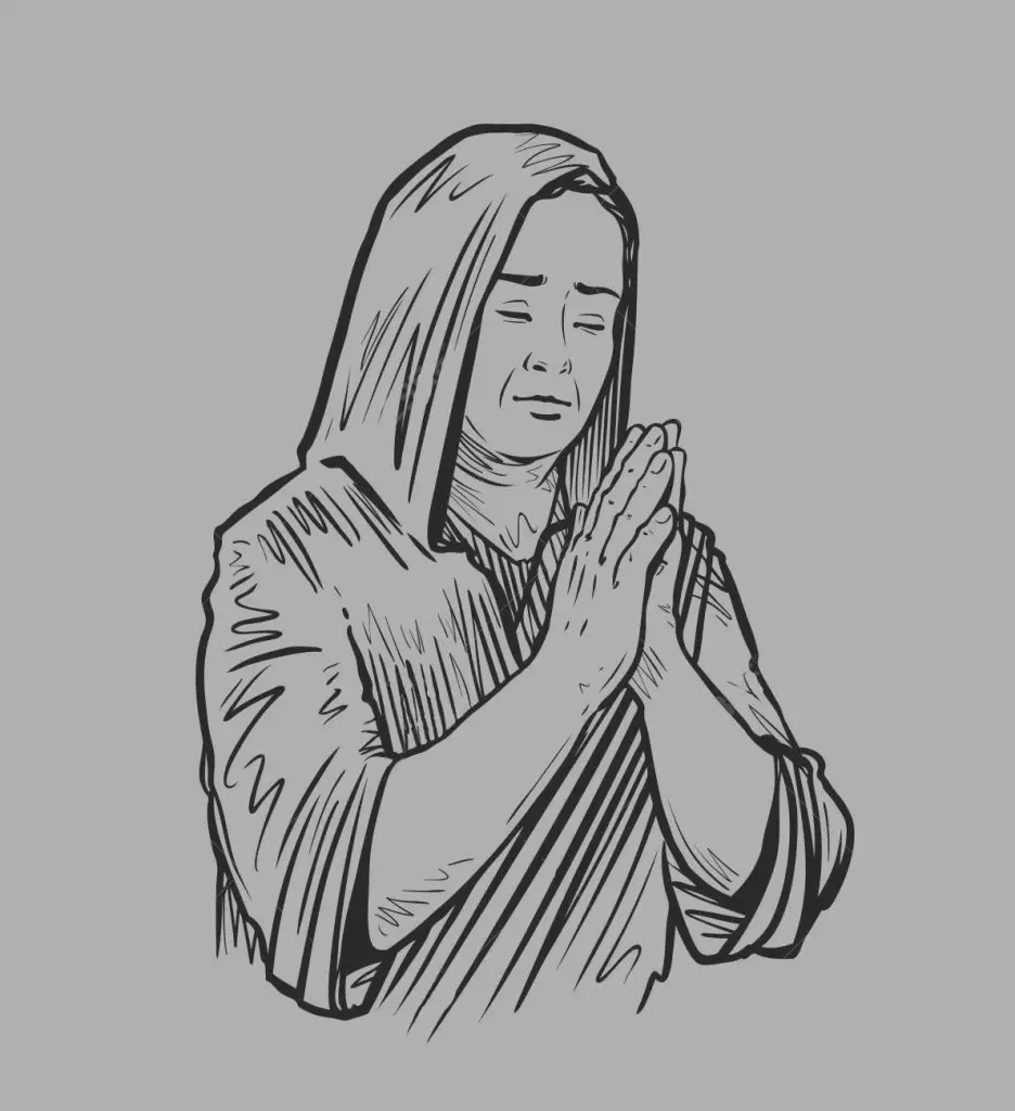 Praying Pose Drawing 16 936x1024